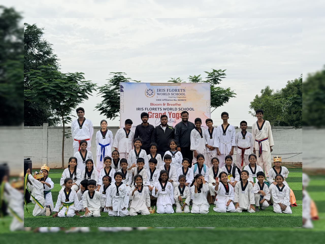 Ganghan Taekwondo Academy students and coaches in L.B. Nagar, Hyderabad